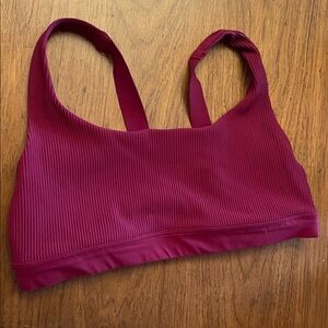 Athleta Deep Red Ribbed Sports Bra